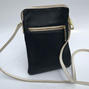 Black & White Combo Leather Crossbody Bag